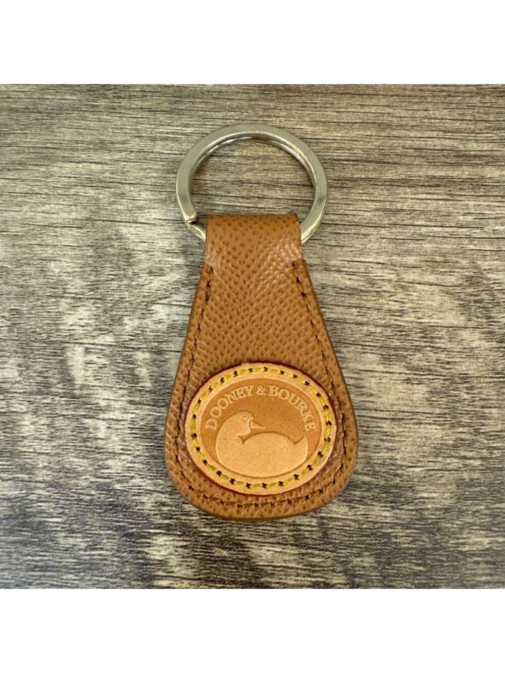 Vintage Dooney & Bourke Brown/Tan Leather Duck Key Fob Ring